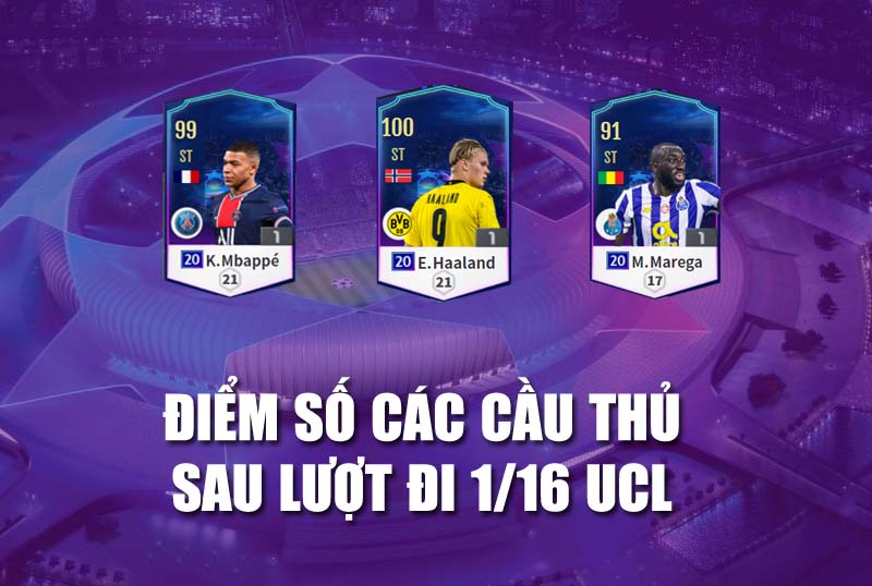 Điểm số các cầu thủ qua lượt đi vòng 1/16 UCL